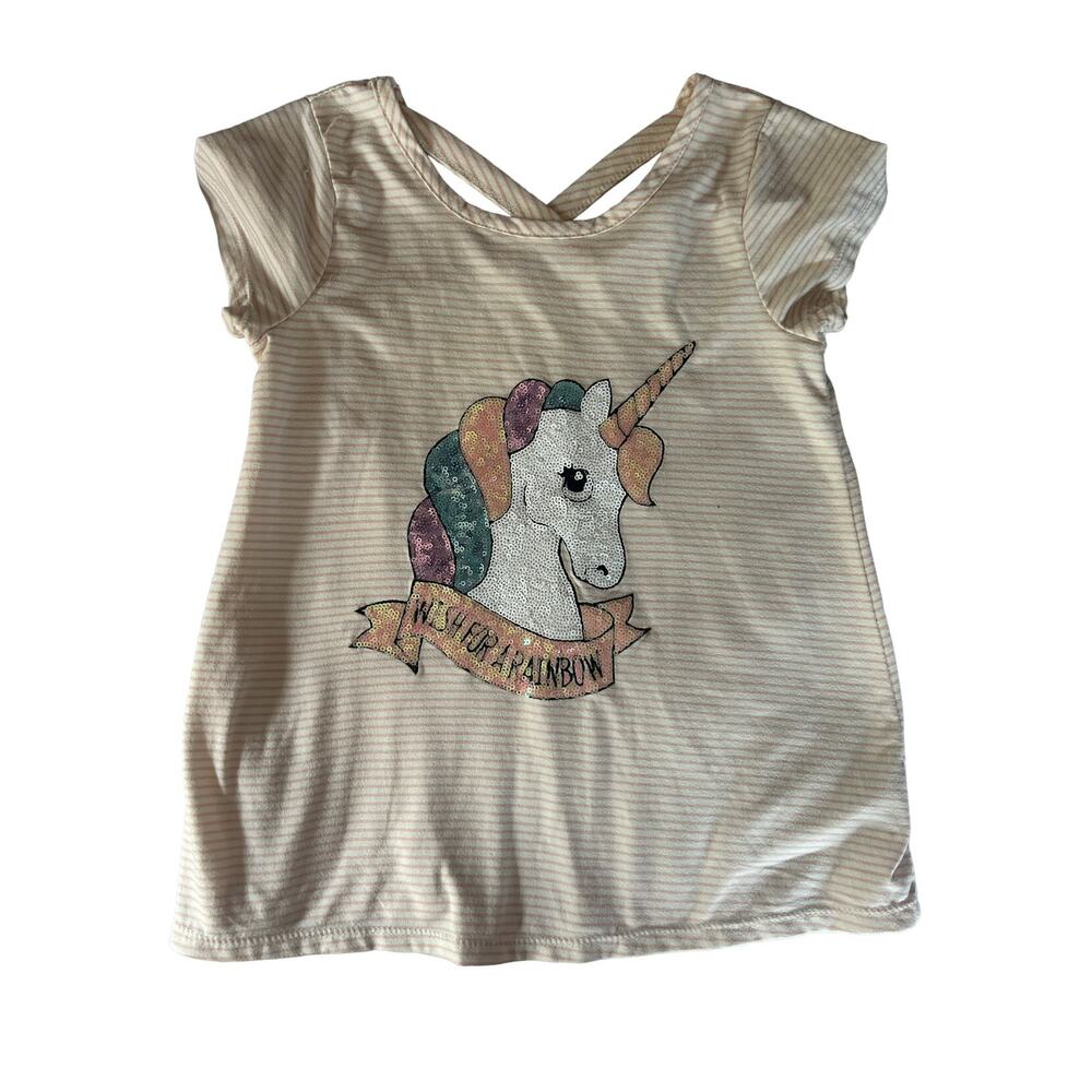 Btween Pink Stripe Unicorn Shirt size 8